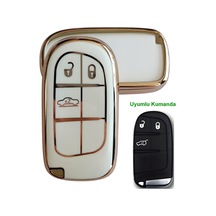 Egea Cross 500 Jeep Dodge Chrysler Uyumlu Smart Kumanda Anahtar Kılıfı Oto Anahtarlık Beyaz Gold