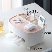 Springsun Kuzey Avrupa Stili Multifonksiyonel Kağıt Havlu Kutusu - Ev, Ofis, Masaüstü Uyumlu, Kumanda Saklama Özelliği, Dayanıklı Plastik, Nordik Pembe