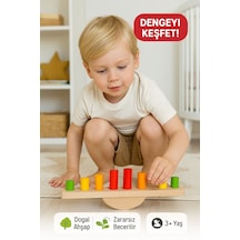 Ahşap Denge Kulesi Renkli Silindirli Eğitici Motor Beceri Ve Koordinasyon Oyunu