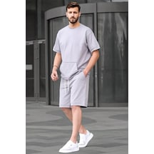 Madmext Boyalı Gri Basic Erkek Şort Takım 5921-boyalı Gri