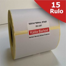 100X140 Termal Etiket 15 Rulo Barkod Etiket Kalite Barkod