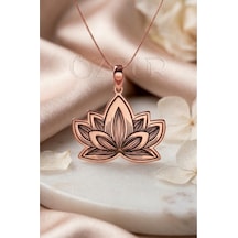 925 Ayar Gümüş Lotus Çiçeği Kolye Rose Gold