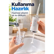 Şarj Edilebilir Ağız Duşu Üç Modlu Şeffaf Hazneli Ağız Kokusu Önleyici