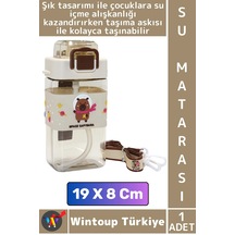 Sumatarası Ofis Okul Çocuk Su İçme Alışkanlığı Şık Sevimli Desen Figürlü Pipetli Askılı Su Matarası Çok Renkli