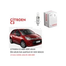 CİTROEN C3 2002-2009 ARASI  ÖN UZUN FAR AMPÜLÜ H1 55W BOSCH