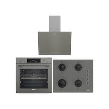 Arçelik Yeni Model Gri Buhar Destekli Cam Ankastre Set