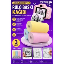 Çocuk Fotoğraf Makinesi Yedek Termal Baskı Kağıdı Renkli 3 Lü Rulo 57x25mm 1