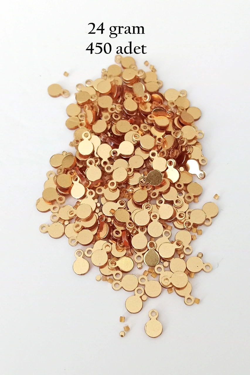 Oya Abiye Bileklik Kolye Pleksi Metalik Plastik Pul Altın Renk 24 Gram 450 Adet - Bnc557