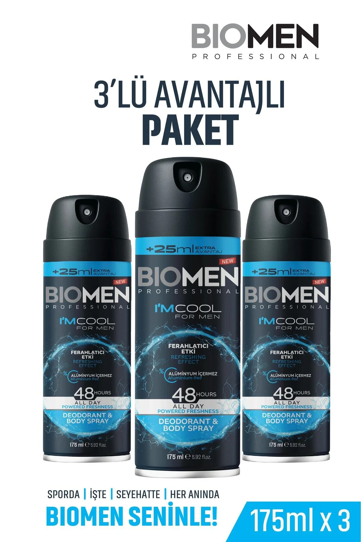 Deodorant & Body Sprey For Men Ferahlatıcı Etki I'm Cool 3x175 Ml