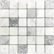 Muğla Beyazı - Gri 5x5 Cm Eskitme Mermer Mozaik Duvar Zemin Mutfak Banyo 0,47m2 30,5cm X 30,5 Cm