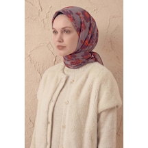 Silk Home Pamuk Karışımlı Eşarp Çiçekli Desen Soluk Lila 90x90 Çok Renkli