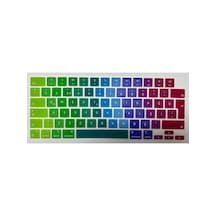 Arabulalaca Apple Macbook Uyumlu Air 15 Inç A3448 A3114 A3241 A2941 M2 / M3 / M4 / M5 Türkçe Q Silikon Klavye Koruyucu Gökkuşagı