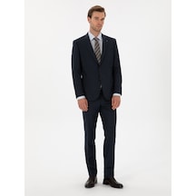 Cacharel Lacivert Slim Fit Mikro Desenli Takım Elbise