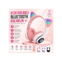 Stn-28 Kulaküstü Kablosuz Kedi Tasarımlı Kulaklık Bluetooth Fm Radyolu Hafıza Kartı Girişli Sevimli Kulaklık