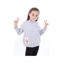 Toontoy Kids Toontoy Kız Bebek Baskılı Sweatshirt Gri Melanj