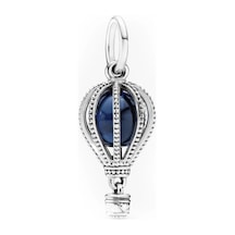 Nur Silver Mavi Taşlı Balon Gümüş Charm Nur-bl01250