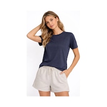 Osy Modal Kadın Bisiklet Yaka T-shirt - İndigo İndigo