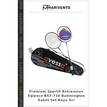 Premium Sportif Antrenman Eğlence Bst-710 Badmington Raket Set Koyu Gri