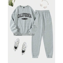 California West Eşofman Takımı Sweatshirt Jogger - Gri Baskılı Oversize Şardonlu Bisiklet Yaka Gri California West Eşofman Takımı Sweatshirt Jogger - Gri Baskılı Oversize Şardonlu Bisiklet Yaka Gri