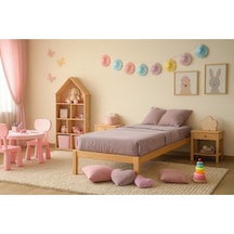 90cm X 190cm Masif Natural Ahşap Tek Kişilik Smart Karyola 90x190 Cm