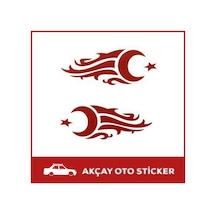 Ay Yıldız 2Li Takım Sticker Ay Yıldız Alevli Sticker Arma