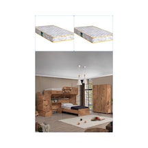 Ranza, Aura Ranza Karyola Masa 3 Kapaklı Dolap + 2 Comfort Yatak Koyu Ceviz 90 X 190 CM