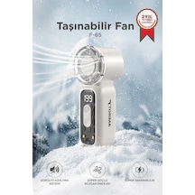 Şarjlı El Vantilatörü Fener Özellikli Taşınabilir Mini Fan F65 Beyaz