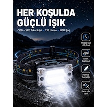 Mey İthalat Usb Şarjlı Mini Led Kafa Feneri 50m Odak 150m Geniş Aydınlatma Yeni Nesil