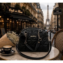 Housebags Monceau New Trend El Ve Omuz Çantası + Pofuduk Pon Pon Charm Siyah
