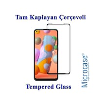 Samsung Uyumlu Galaxy A11 Tam Kaplayan Çerçeveli Tempered Cam - Siyah