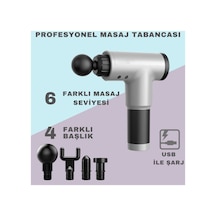 Masaj Tabancası 4 Başlıklı Sporcu Masaj Aleti 6 Kademeli Boyun Bel Sırt Bacak Ayak Masajı Karışık