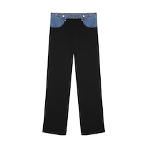 Quzu Denim Bel Detaylı Pantolon Siyah