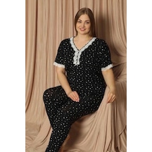Pijamoni Kadın Viskon Büyük Beden Kısa Kol V Yaka İnce Pijama Takımı 7530/2 - 1 Adet 001