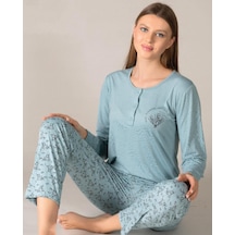 Mevsimlik Uzun Kol Pijama Takım Viskon Alperi 790-29 YESIL