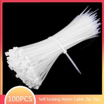 Kablo Bağları Kendinden Kilitlemeli Naylon Kablo Fermuarlı Bağlar 100 Adet 3.5x200 White 100pcs Diğer