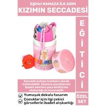 Çocuk İbadet Eğitici 3 Parça Seccade Tesbih Kumbara Tasarım Namaza İlk Adım Kızımın Seccadesi