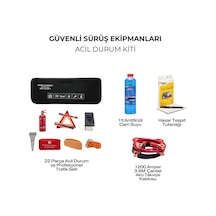 Acil Durum Kiti: Trafik Seti, Antifrizli Cam Suyu, Akü Takviye Kablosu Ve Hasar Tespit Tutanağı - Siyah