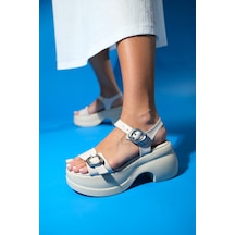 Luvishoes Luvi Shoes Laus Bej Kadın Dolgu Tabanlı Sandalet Bej
