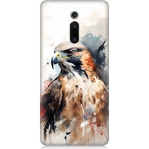 Xiaomi Mi 9t Uyumlu Siyah Beyaz Asil Kartal Desenli Silikon Kılıf