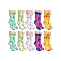 Womanandkids Wak Unisex Batik Desenli Çorap 10'lu Set Renkli Pamuklu Uzun Soket Dikişsiz Nefes Alan Günlük Spor Ç Çok  Renkli