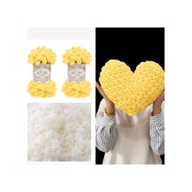 Kalp Yastık Puffy Malzemesi 2 Adet Puffy 216 Sarı Ve 200 Gr. Boncuk Elyaf Seti