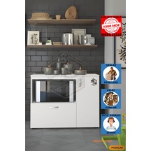 Tamamı Mdf Mikrodalga/mini Fırın Modülü 2 Kapaklı Çok Amaçlı Mutf Beyaz