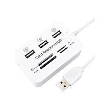 Hubrendy Sh Powermaster 3 Port 2.0 Usb Çoklayıcı Hub + 4 Slot Kart Okuyucu Pm-6052