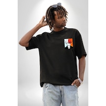 My Hero Academia Boku Anime Siyah Oversize Unisex Ön Sol Yan Minimal Baskılı Tişört Koyu Siyah