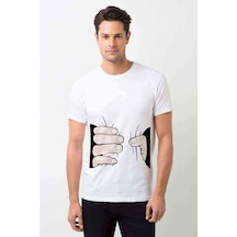Handpres Baskılı Beyaz Erkek Tshirt