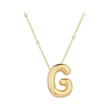 925 Ayar Gümüş Gold Balon G Harfi Kadın Kolye Beyaz