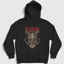 Presmono Unisex Skull Kreator Kapüşonlu Sweatshirt Siyah