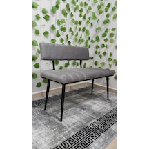 Özcan Metal Siyah Metal Ayaklı Metal Kasalı Sırtlı Mutfak Salon Antre Yatak Odası Balkon Puf Bank Bench Oturak Gri