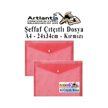 Kırmızı A4 Çıtçıtlı Dosya Şeffaf Renkli Zarf Dosya 2 Adet Çıt Çıtlı Dosya Su Geçirmez 100 Yaprak Kapasite