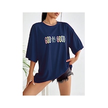 Medinenur God İs Good Baskılı Unisex Tshirt Lacivert